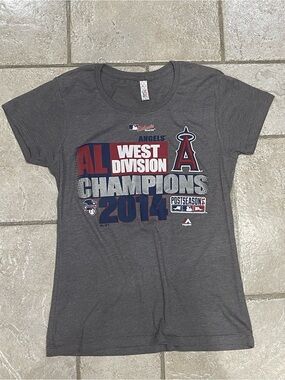 Majestic Gray Los Angeles Angels 2014 West Division Champions Womens Tee Sm